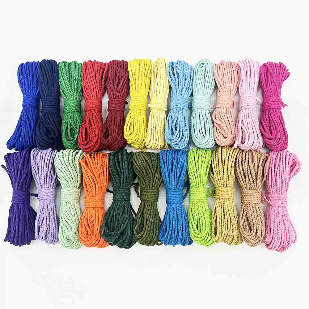 2mm 23pcs Colorful Cotton Craft Rope Polyester Macrame Cord Kit