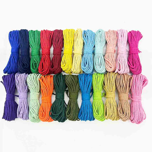 2mm 23pcs Colorful Cotton Craft Rope Polyester Macrame Cord Kit