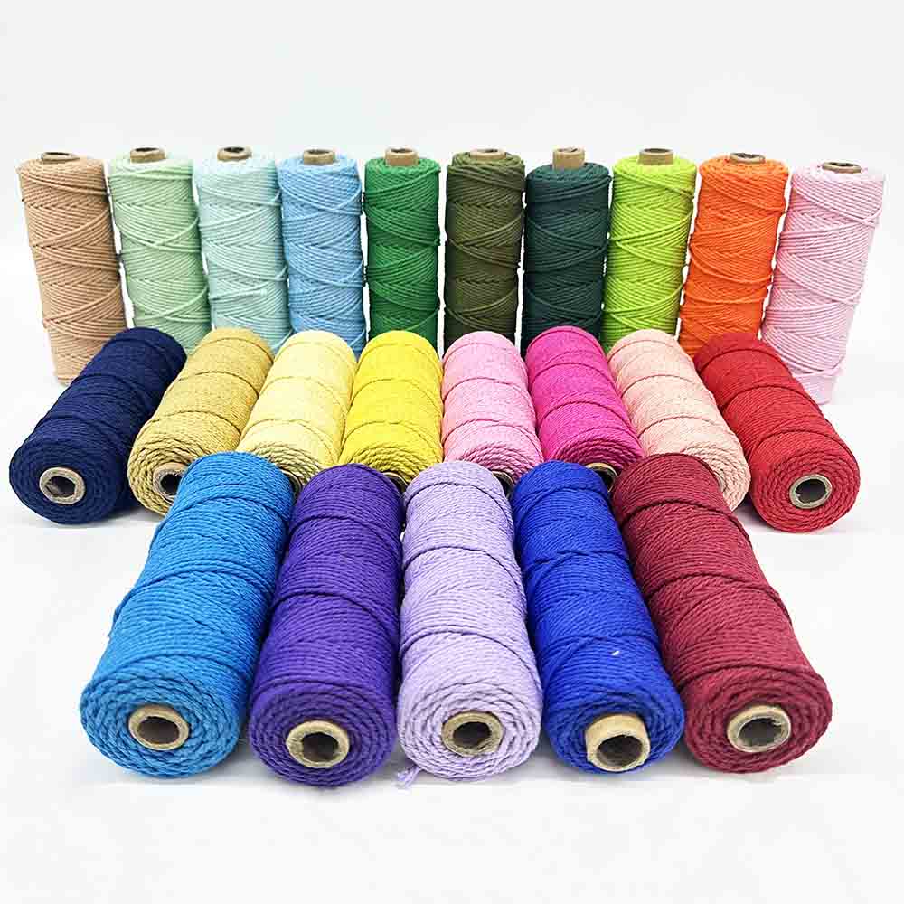 2mm 23rolls 110yards/roll Cotton Rope Macrame Cord Yarn Kit