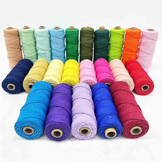 2mm 23rolls 110yards/roll Cotton Rope Macrame Cord Yarn Kit