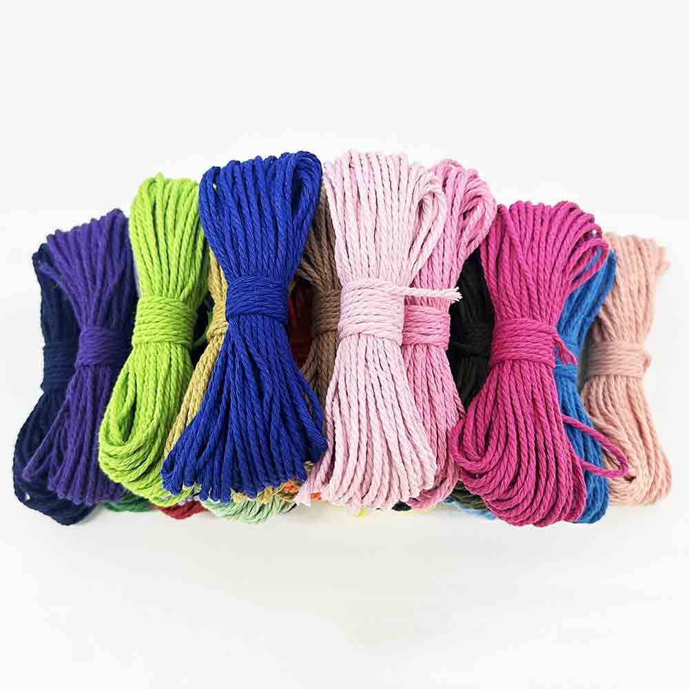 2mm 23pcs Colorful Cotton Craft Rope Polyester Macrame Cord Kit