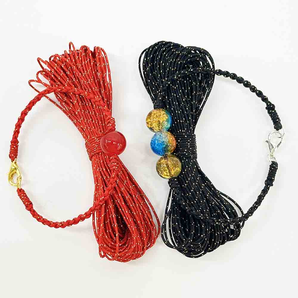 5yards 0.8mm Red Black Jade Thread String Cord with Gold Thread