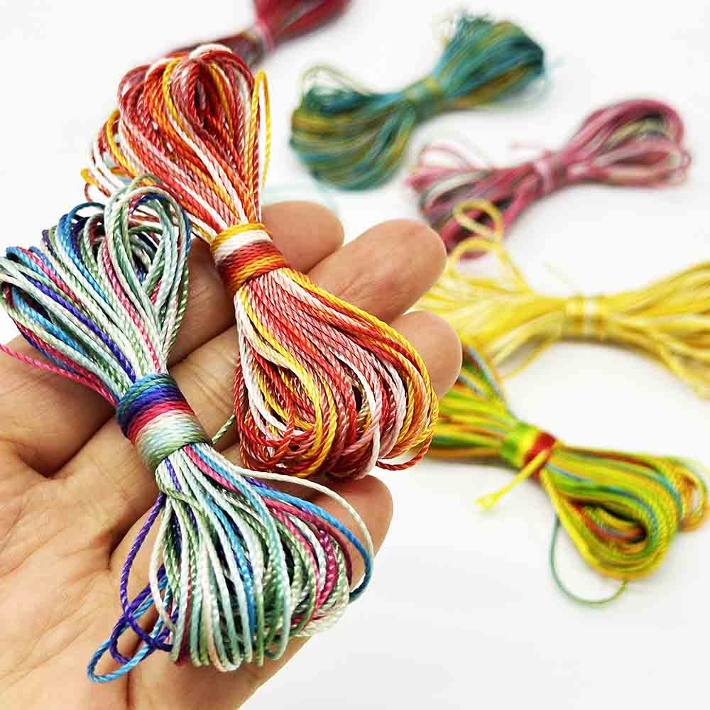 8pcs/set 18 Strands 100% Polyester Thread Weaving Crafts Multi Color Sewing Threads Polyester Rainbow Thread