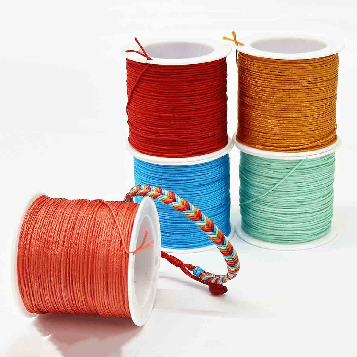 0.8mm 5rolls 43yards/roll Moonlight over the Lotus Pond Color Series Jewelry Jade Thread Knot Beading String