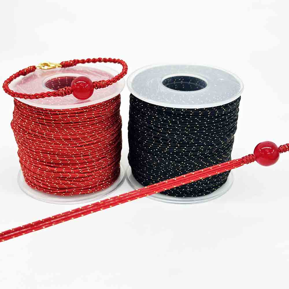 No.72 0.8mm 100yards Jade Rope Cord Nylon Thread with Sprinkle Gold Thread