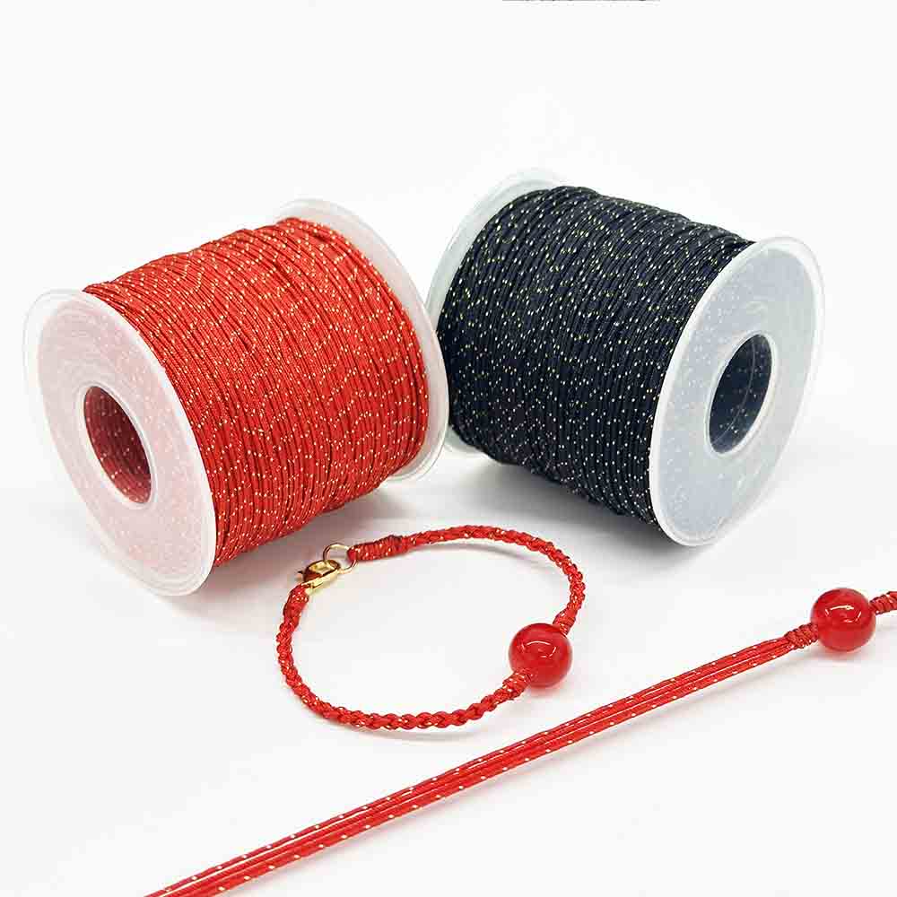 Fiasrel No.72 0.8mm 100yards Jade Rope Cord Nylon Thread with Sprinkle Gold Thread