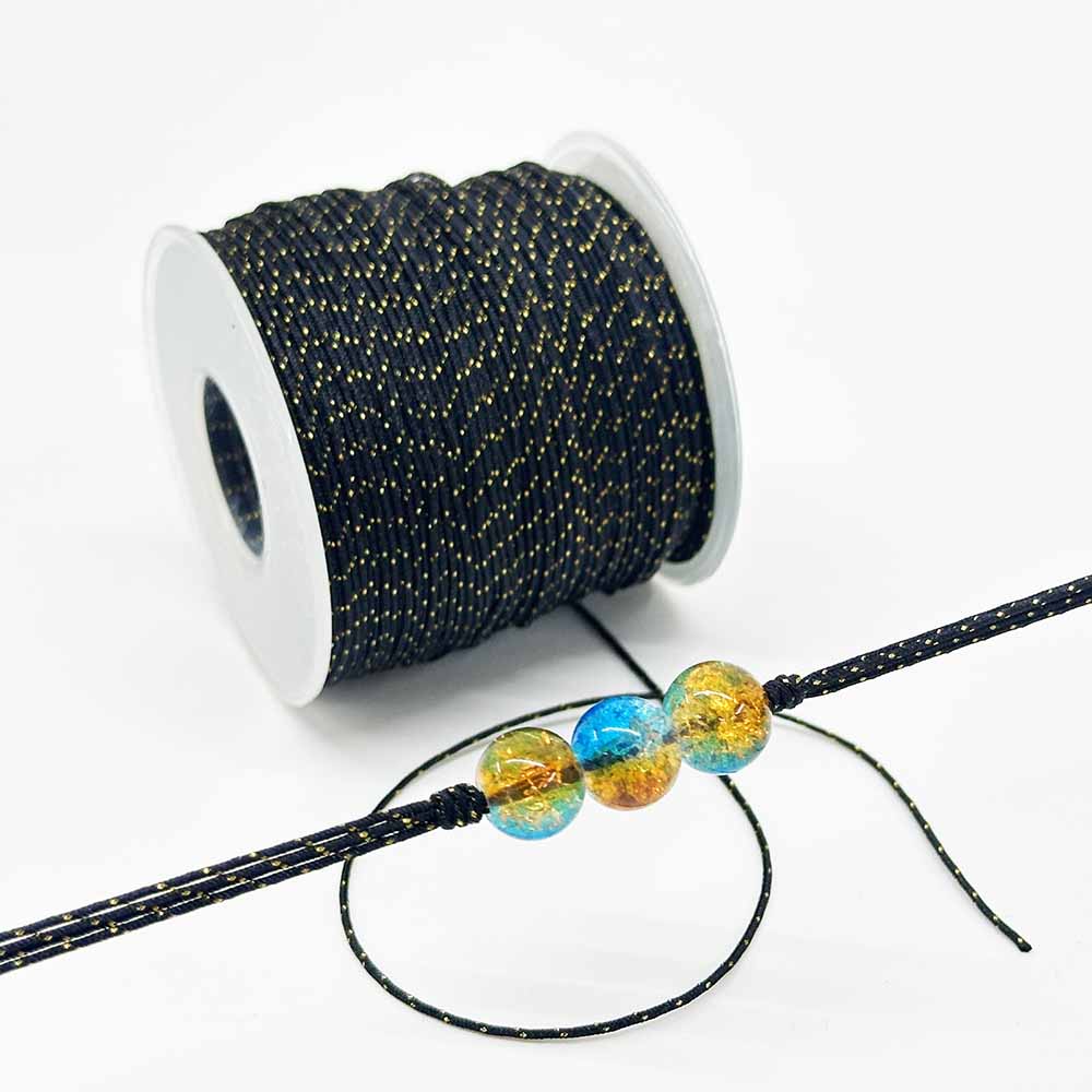 No.72 0.8mm 100yards Jade Rope Cord Nylon Thread with Sprinkle Gold Thread