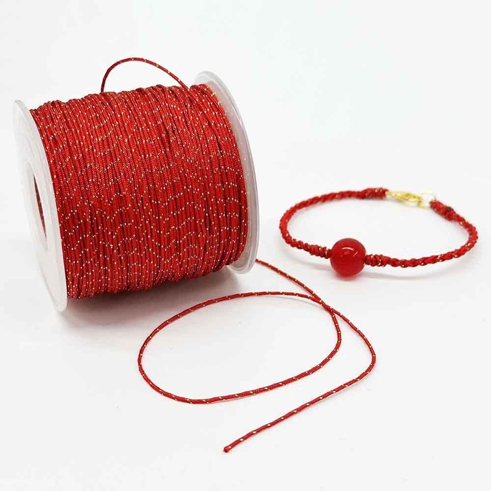 No.72 0.8mm 100yards Jade Rope Cord Nylon Thread with Sprinkle Gold Thread