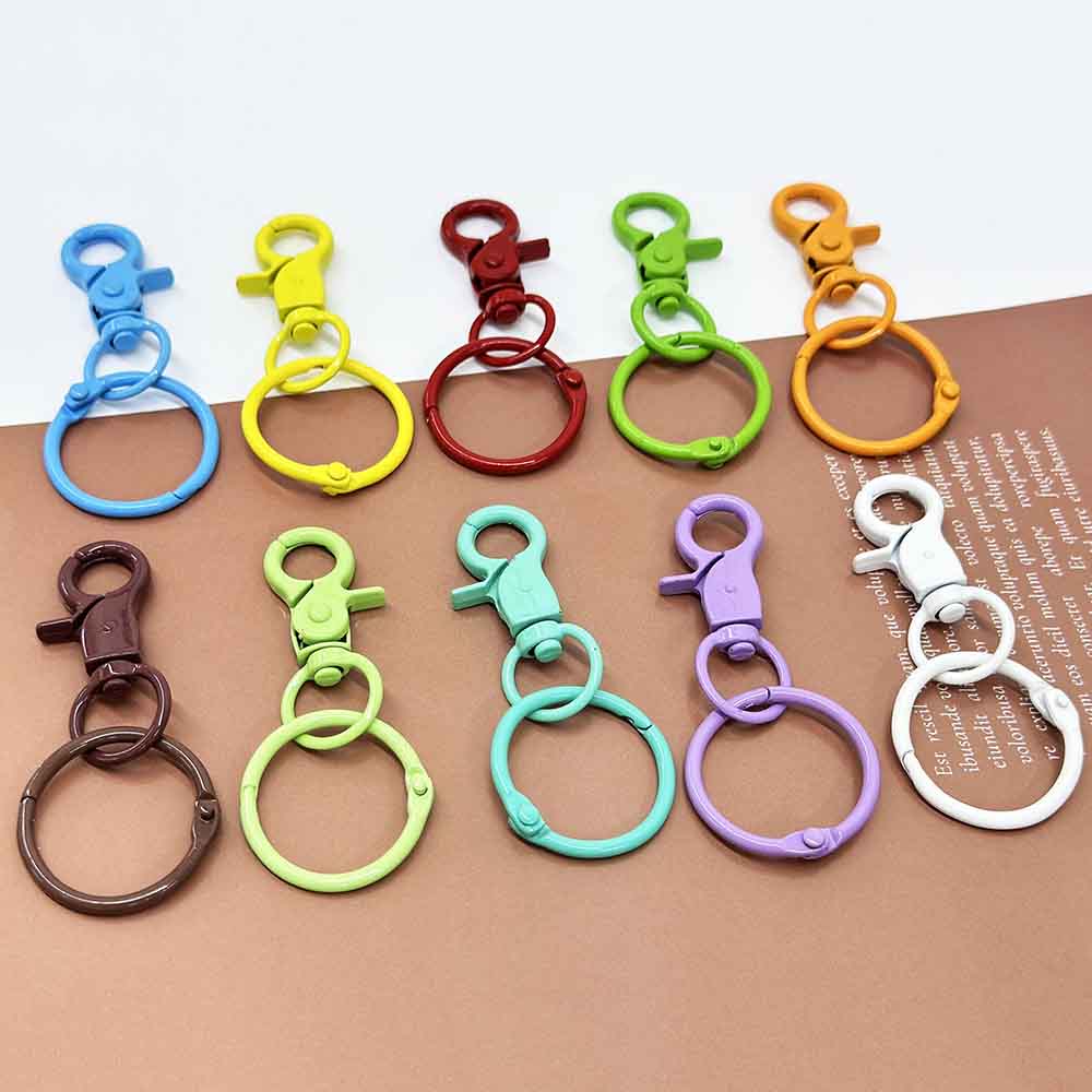 Mixed Color 5pcs Color Alloy Baked Paint Keychain Lobster Buckle Clasps Hooks