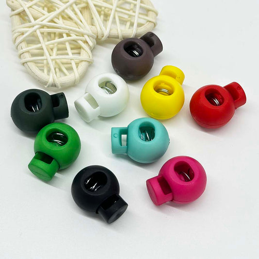 10pcs MIxed Color Plastic Round Cord Locks Single Hole Toggle Spring Stopper