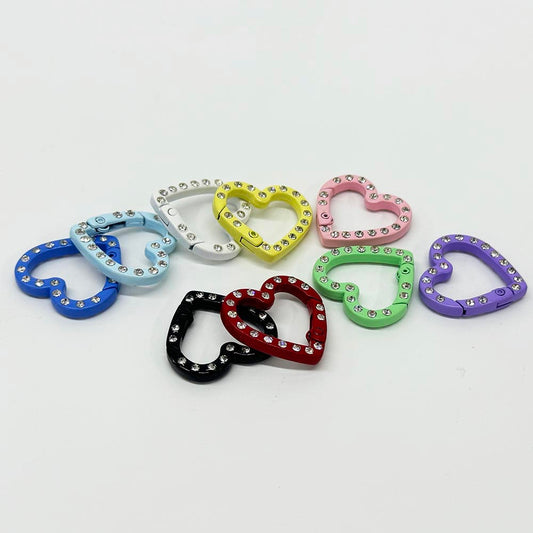 5pcs Multicolor Metal Glossy Keychain Link Heart-shaped Keychain Spring Keyring Trigger Clasp