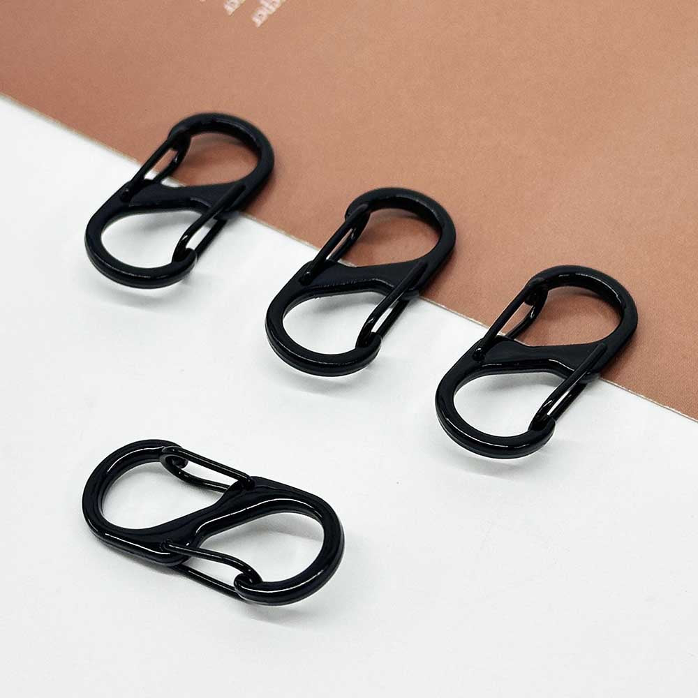 5pcs Black Alloy S-Shaped Carabiners Multipurpose Carabiner Keyring Clip Buckle Hook Keychains