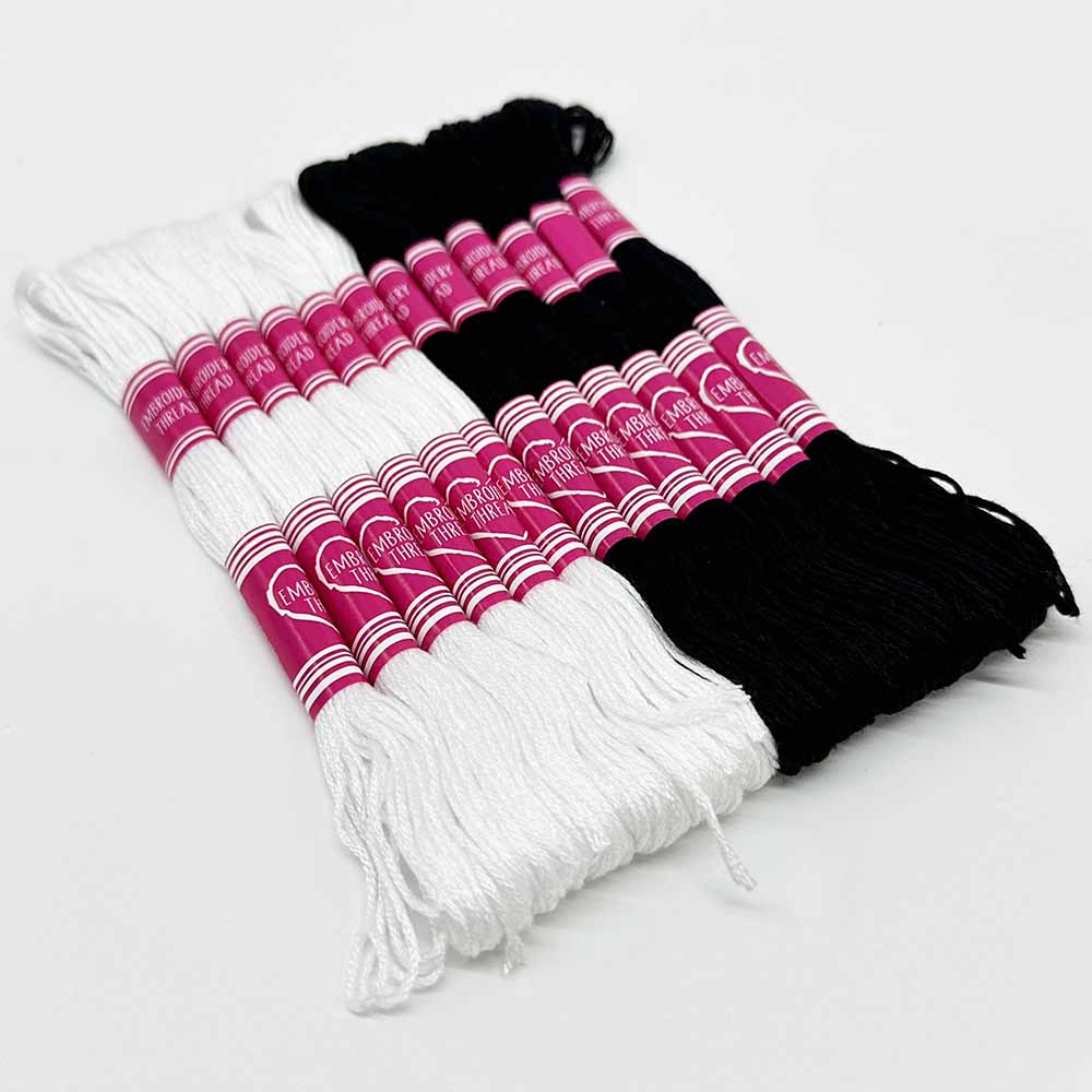 12pcs Gradient Black and White Color Series Cross Stitch Thread Polyester 6-Strand Braided Thread DIY Embroidery Floss Cross Stitch Thread