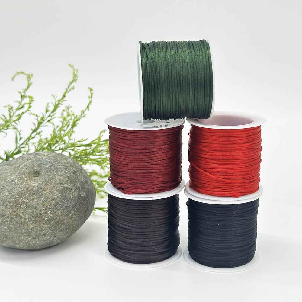 1.5mm 5rolls Deep Series Color Chinese Knotting Silk Macrame Cord