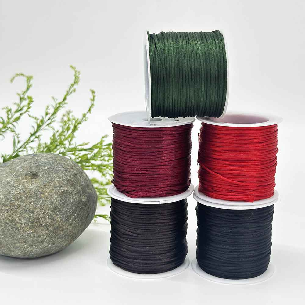 1.5mm 5rolls Deep Series Color Chinese Knotting Silk Macrame Cord