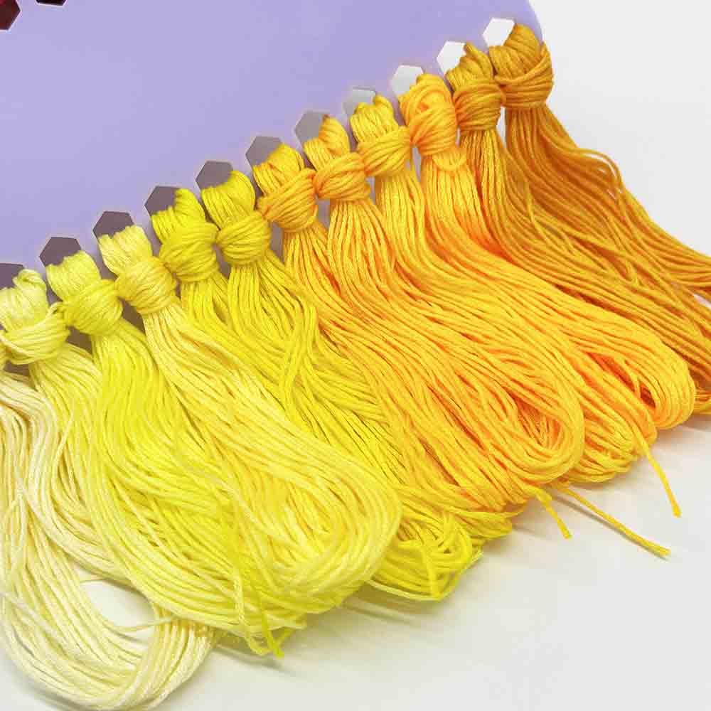 12pcs Gradient Yellow Color Series Cross Stitch Thread Polyester 6-Strand Braided Thread DIY Embroidery Floss Cross Stitch Thread