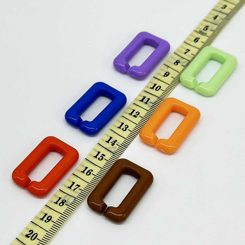 20pcs Assorted Colors Acrylic Chain Links Rectangular Open Loops Acrylic Creative  Chain Keychain