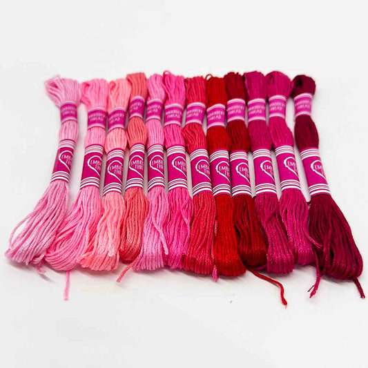 12pcs Gradient Red Color Series Cross Stitch Thread Polyester 6-Strand Braided Thread DIY Embroidery Floss Cross Stitch Thread