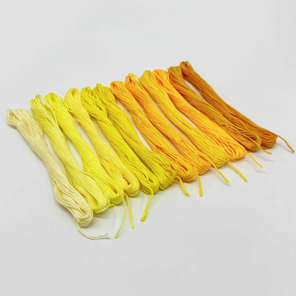 12pcs Gradient Yellow Color Series Cross Stitch Thread Polyester 6-Strand Braided Thread DIY Embroidery Floss Cross Stitch Thread