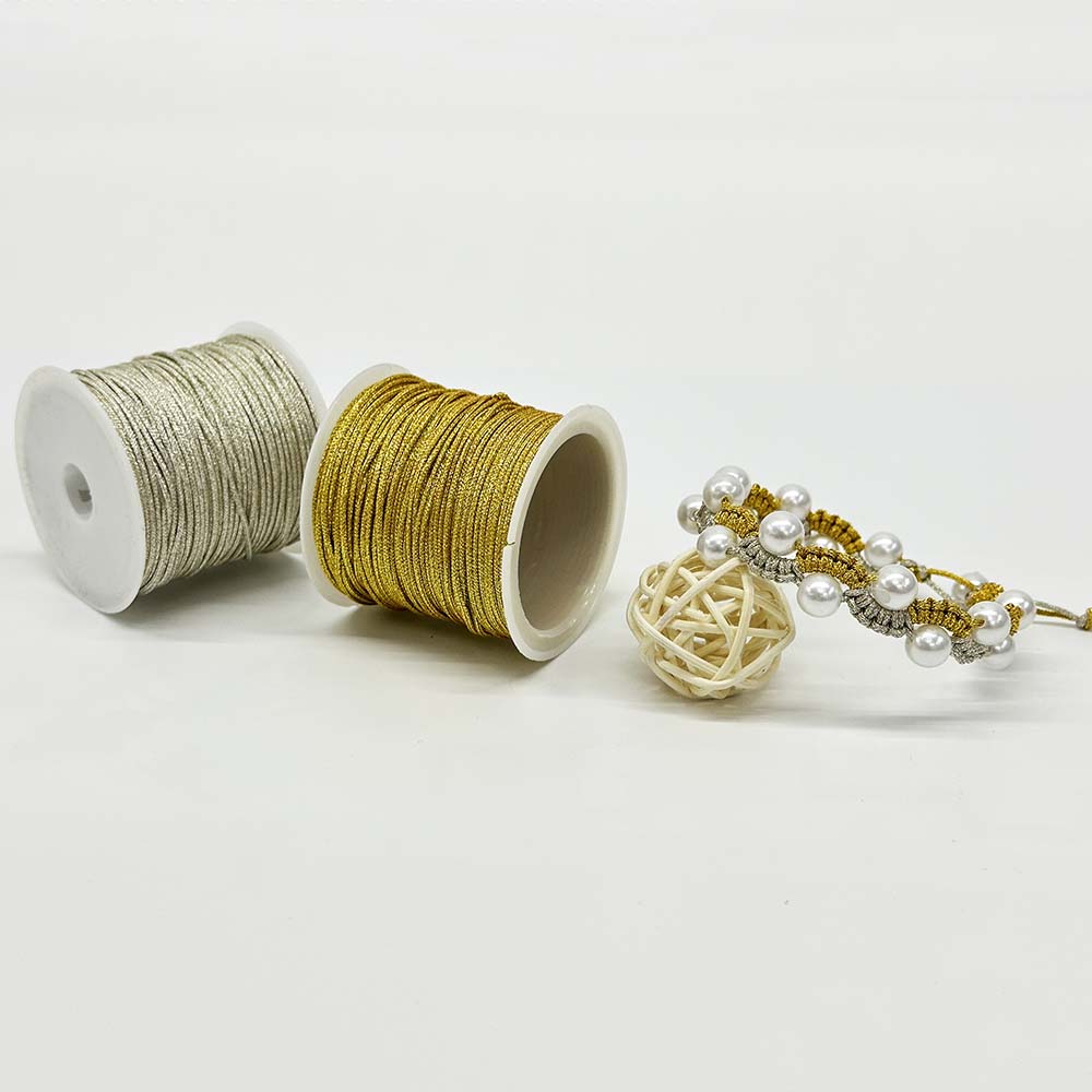 0.8mm 1mm Golden Silver Polyester Braided Rope Cord Twisted Macrame String