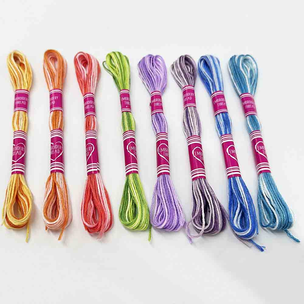 8pcs Gradient Color Series Cross Stitch Thread Polyester 6-Strand Braided Thread DIY Embroidery Floss Cross Stitch Thread