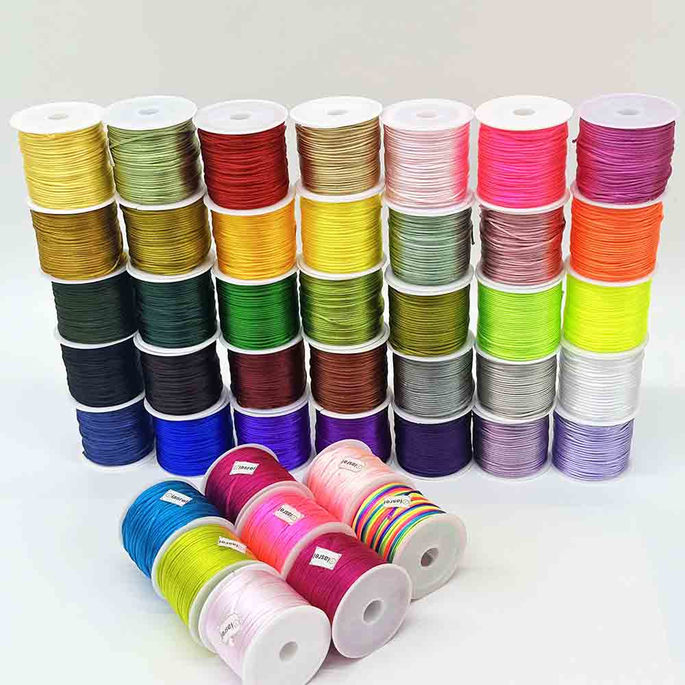 1.5mm 25yards/roll 42rolls Nylon Thread Cord Handwoven Rope Soft Satin Rattail Silk Macrame Chinese Knot String Cord