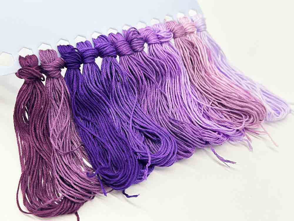 12pcs Gradient Purple Color Series Cross Stitch Thread Polyester 6-Strand Braided Thread DIY Embroidery Floss Cross Stitch Thread