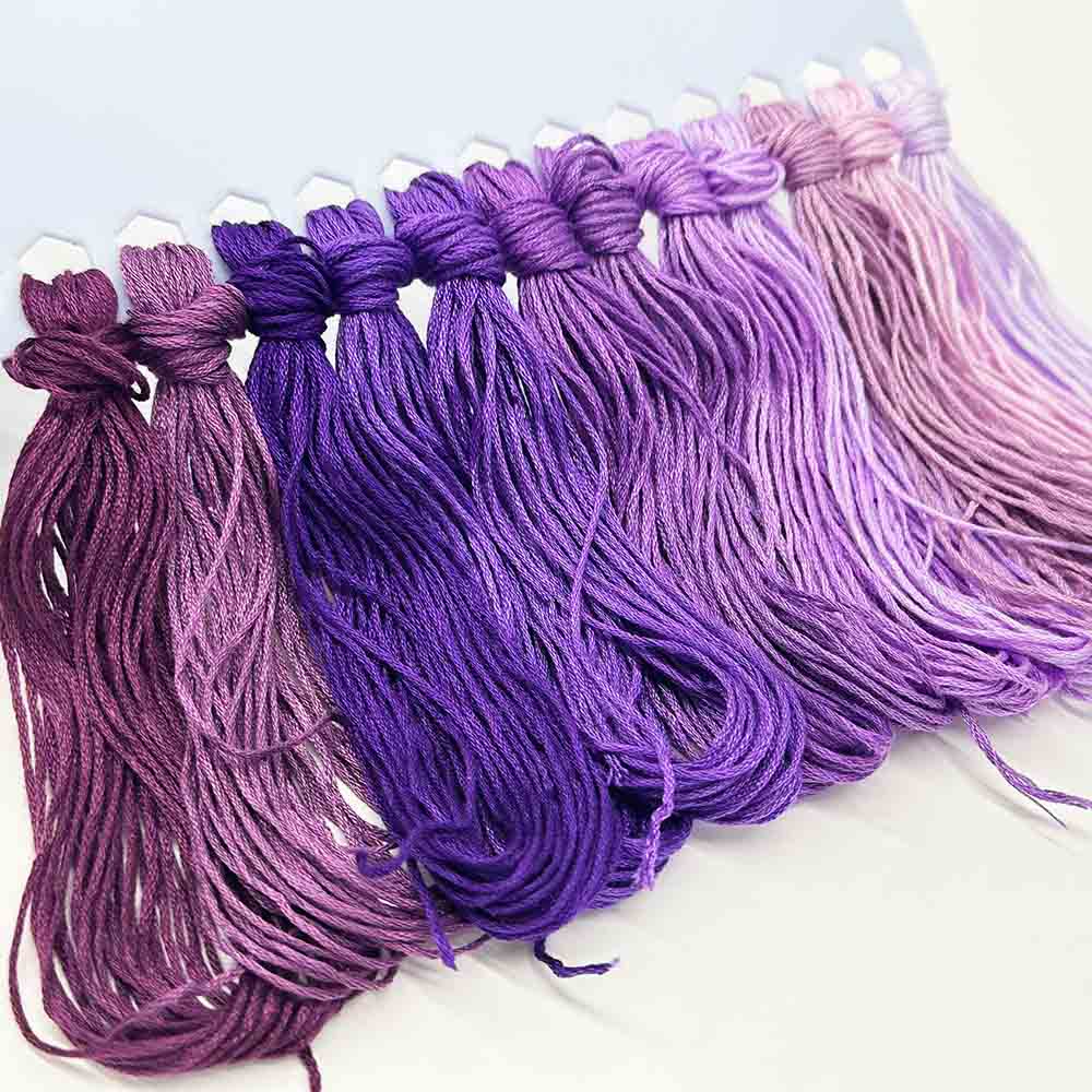 12pcs Gradient Purple Color Series Cross Stitch Thread Polyester 6-Strand Braided Thread DIY Embroidery Floss Cross Stitch Thread