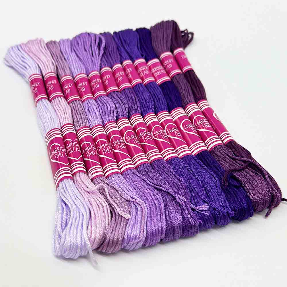 12pcs Gradient Purple Color Series Cross Stitch Thread Polyester 6-Strand Braided Thread DIY Embroidery Floss Cross Stitch Thread