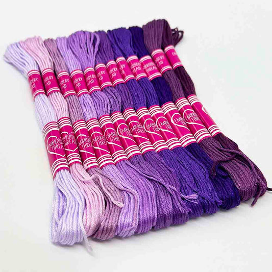 12pcs Gradient Purple Color Series Cross Stitch Thread Polyester 6-Strand Braided Thread DIY Embroidery Floss Cross Stitch Thread