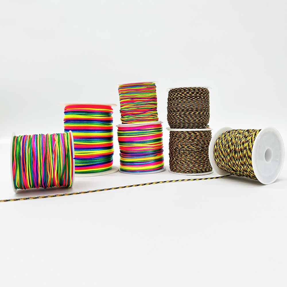 0.6mm 0.8mm 1mm 2mm Five-color Hand-woven Rope Bracelet Multicolored Gold Rainbow Thread String