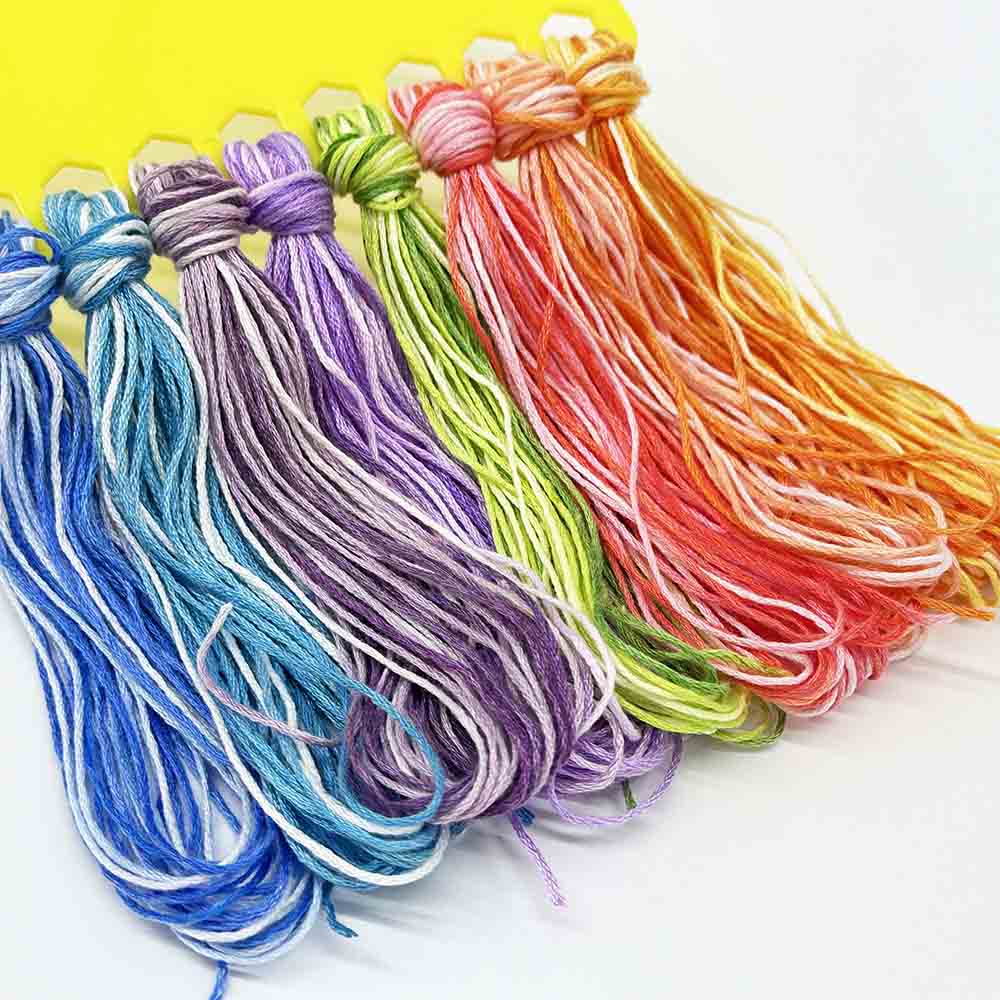 8pcs Gradient Color Series Cross Stitch Thread Polyester 6-Strand Braided Thread DIY Embroidery Floss Cross Stitch Thread