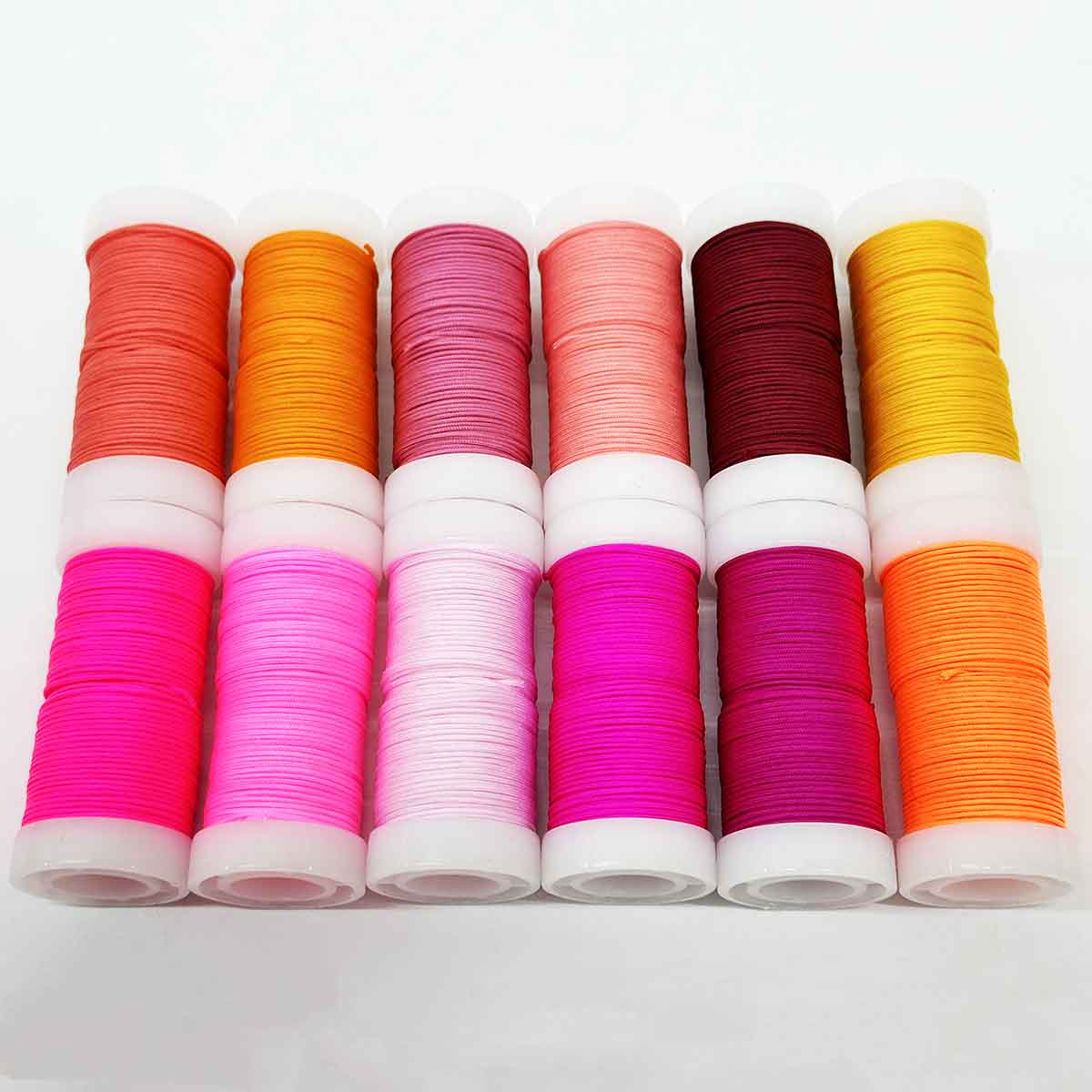 No.72 0.8mm 12rolls/set Pink Series DIY Jewelry Bracelet Jade Thread String